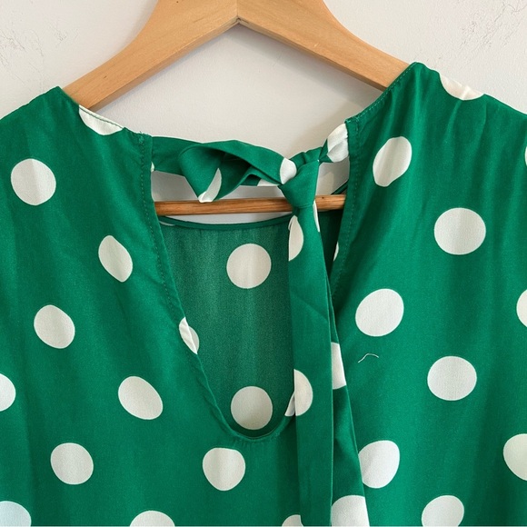 Cooper St Ditsy Polka Dot A-Line Ruffle Hem Shift Dress green and white Size M - Picture 10 of 13